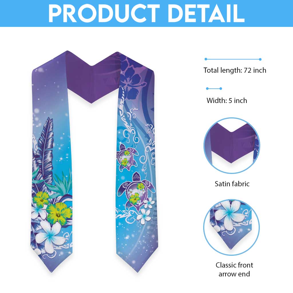 Hawaii Honu Graduation Stole Tropical Flowers Purple Gradient