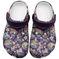 Hawaii Islands Map Design with Japanese Landscape Clogs Shoes Hawaiian Japan Fusion Art Purple Color