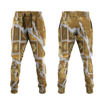 Hawaii Japanese Culture Gold Jogger Pants Spring Cranes Aloha Pattern
