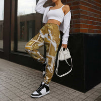 Hawaii Japanese Culture Gold Jogger Pants Spring Cranes Aloha Pattern