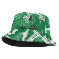 Hawaii Japanese Culture Green Bucket Hat Spring Cranes Aloha Pattern