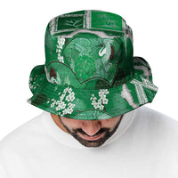Hawaii Japanese Culture Green Bucket Hat Spring Cranes Aloha Pattern