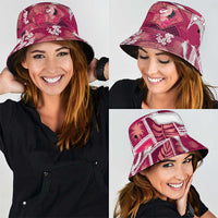 Hawaii Japanese Culture Pink Bucket Hat Spring Cranes Aloha Pattern