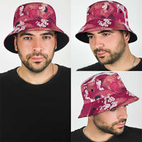 Hawaii Japanese Culture Pink Bucket Hat Spring Cranes Aloha Pattern