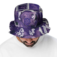 Hawaii Japanese Culture Purple Bucket Hat Spring Cranes Aloha Pattern