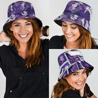 Hawaii Japanese Culture Purple Bucket Hat Spring Cranes Aloha Pattern