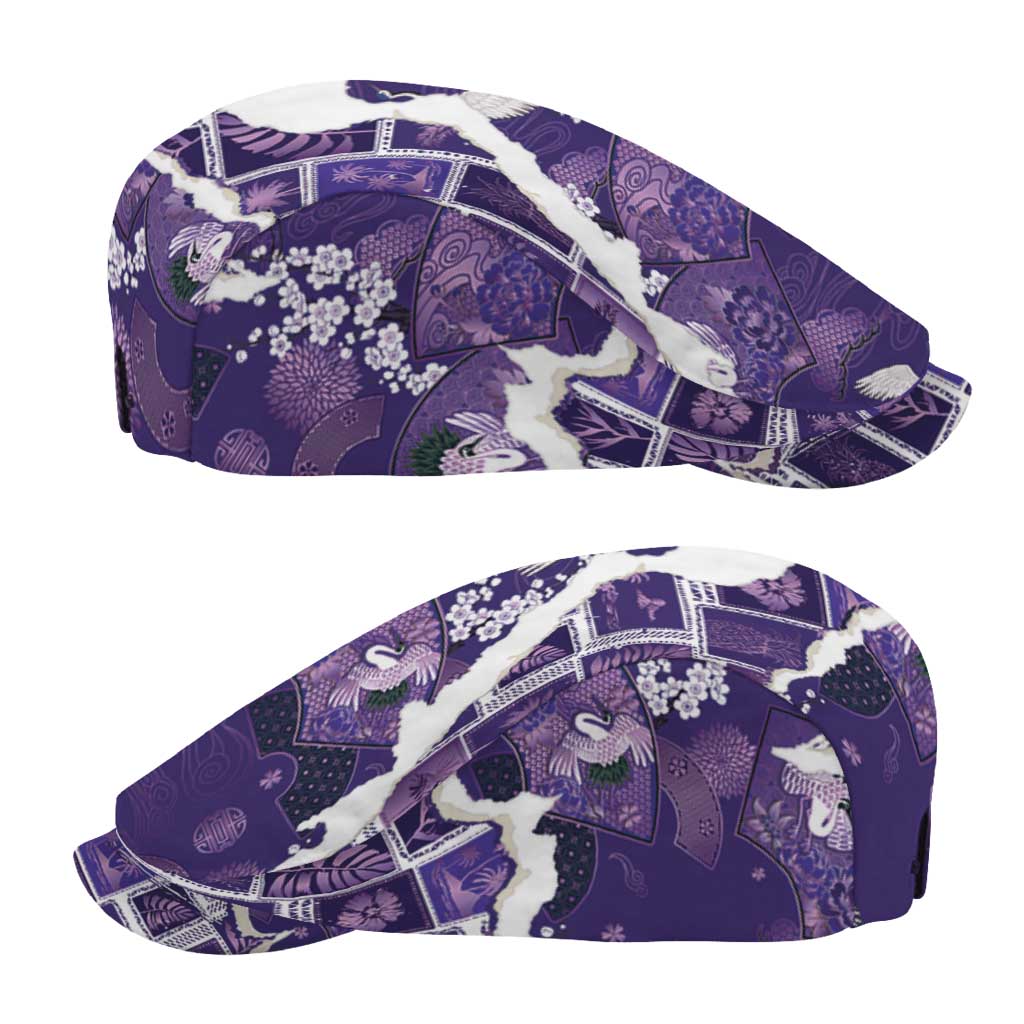 Hawaii Japanese Culture Purple Jeff Hat Spring Cranes Aloha Pattern