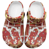Hawaii Japanese Culture Red Clogs Shoes Spring Cranes Aloha Pattern