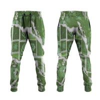 Hawaii Japanese Culture Sage Green Jogger Pants Spring Cranes Aloha Pattern