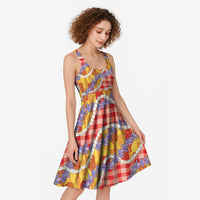 Hawaii Kahili Palaka Motifs Midi Dress Hawaiian Honohono Pikake Lei LT14 - Polynesian Pride
