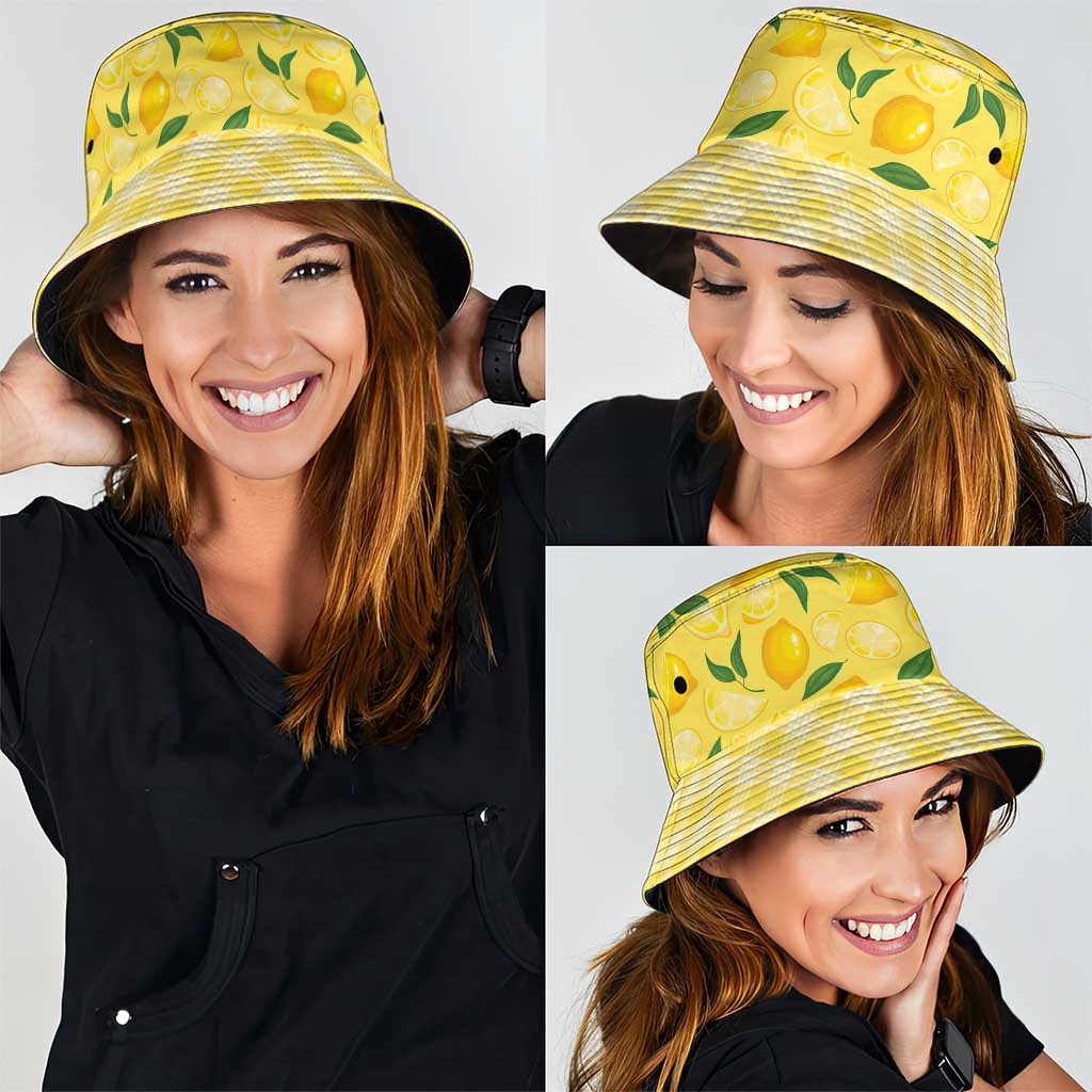 Hawaii Lemon Palaka Bucket Hat Striped Stylized