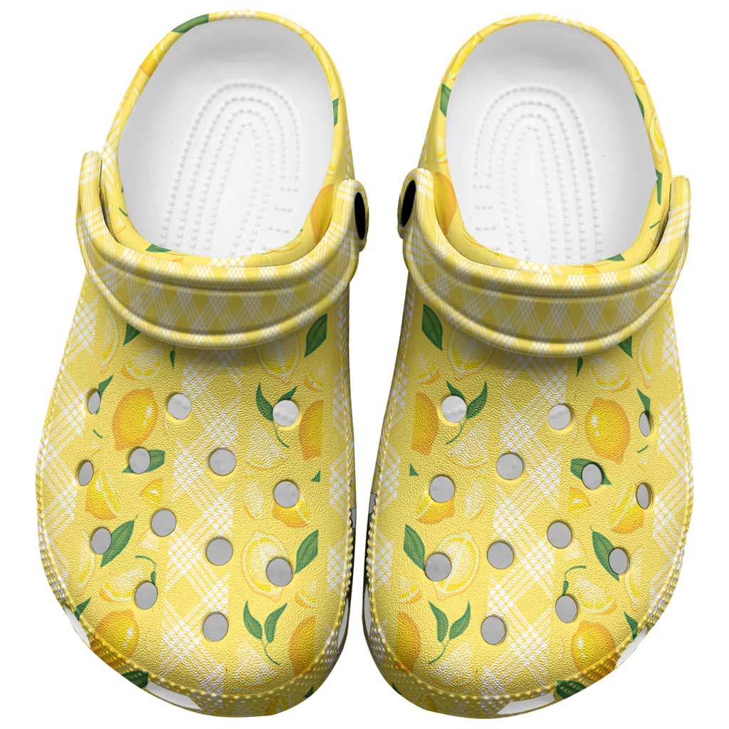 Hawaii Lemon Palaka Clogs Shoes Striped Stylized