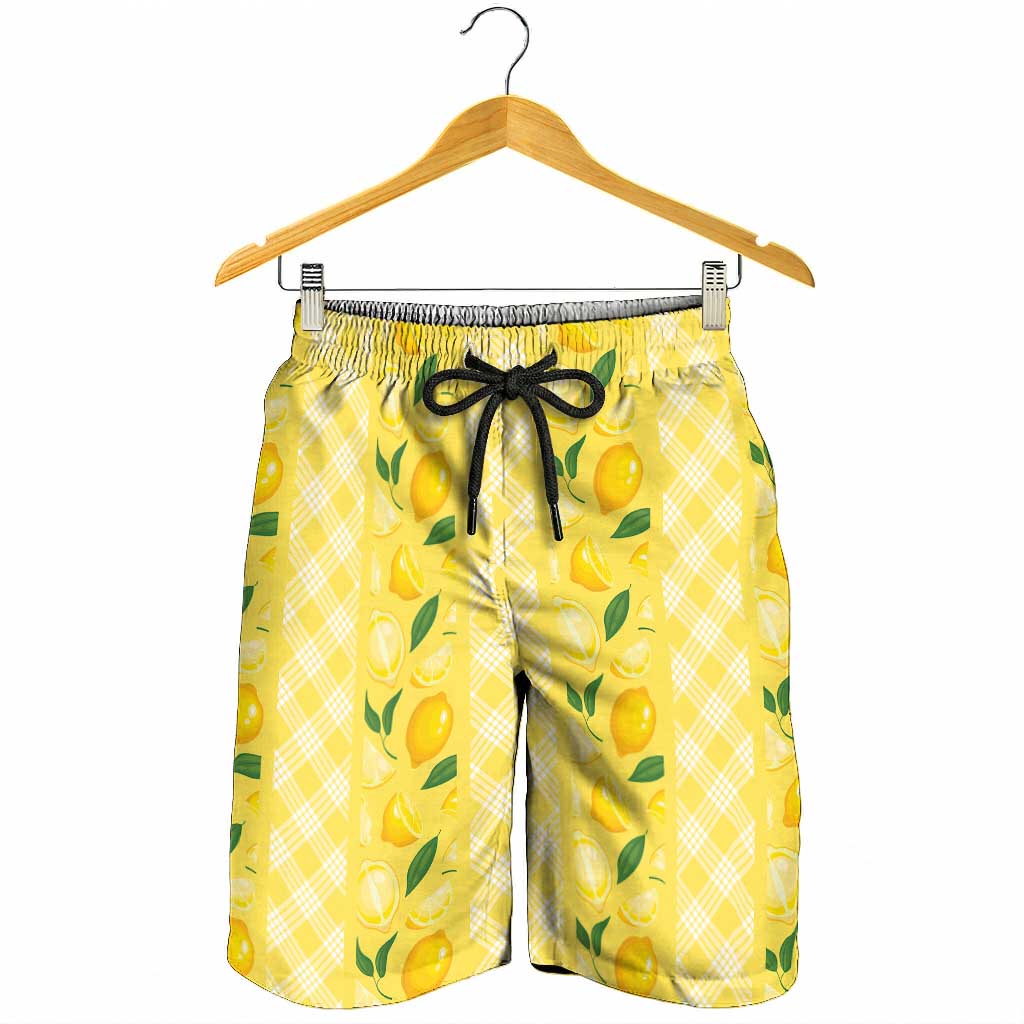 Hawaii Lemon Palaka Shorts for Men Striped Stylized