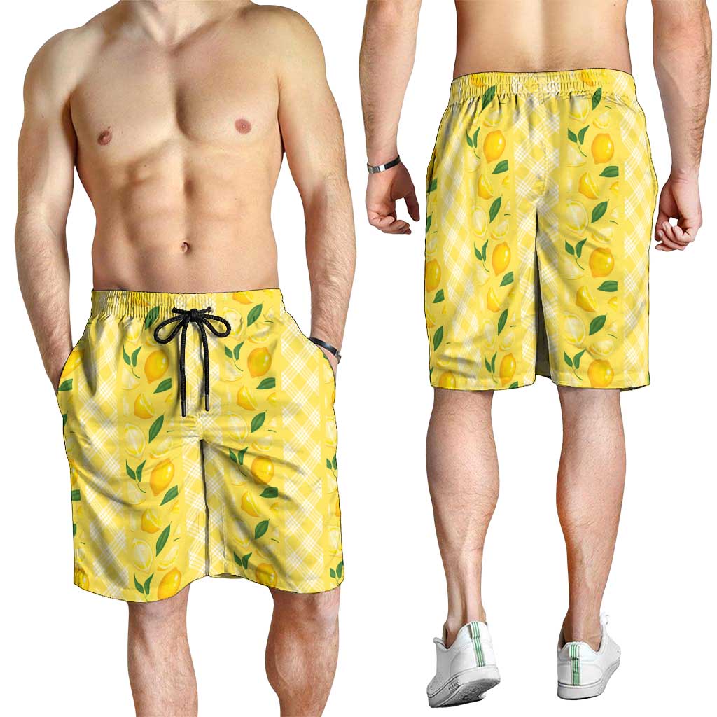 Hawaii Lemon Palaka Shorts for Men Striped Stylized