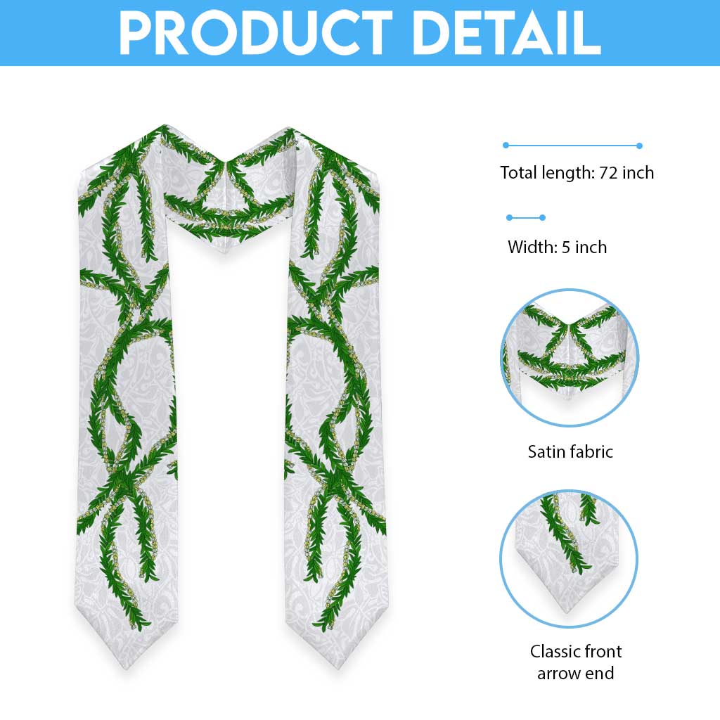Hawaii Maile Lei Graduation Stole Aloha White Color