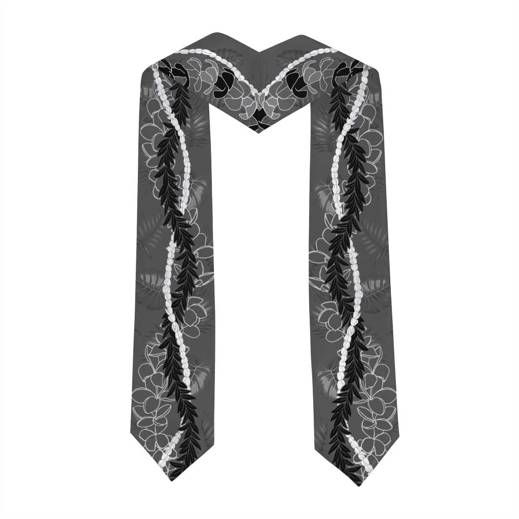 Hawaii Maile Lei Graduation Stole With Gray Monstera Pattern