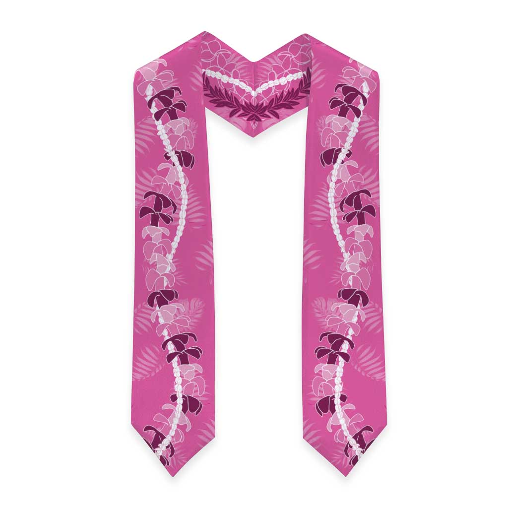 Hawaii Maile Lei Graduation Stole With Pink Monstera Pattern
