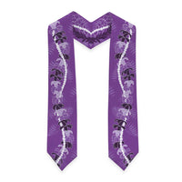 Hawaii Maile Lei Graduation Stole With Violet Monstera Pattern