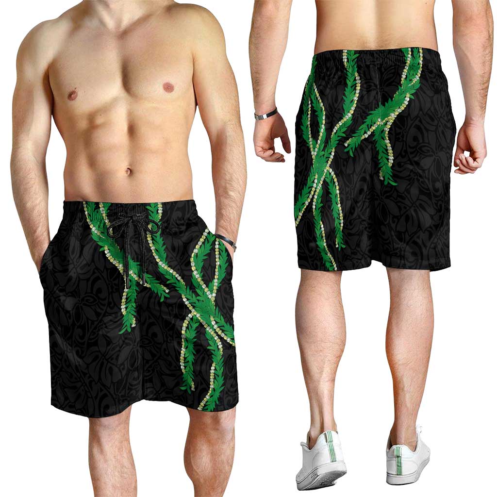 Hawaii Maile Lei Shorts for Men Aloha Black Color