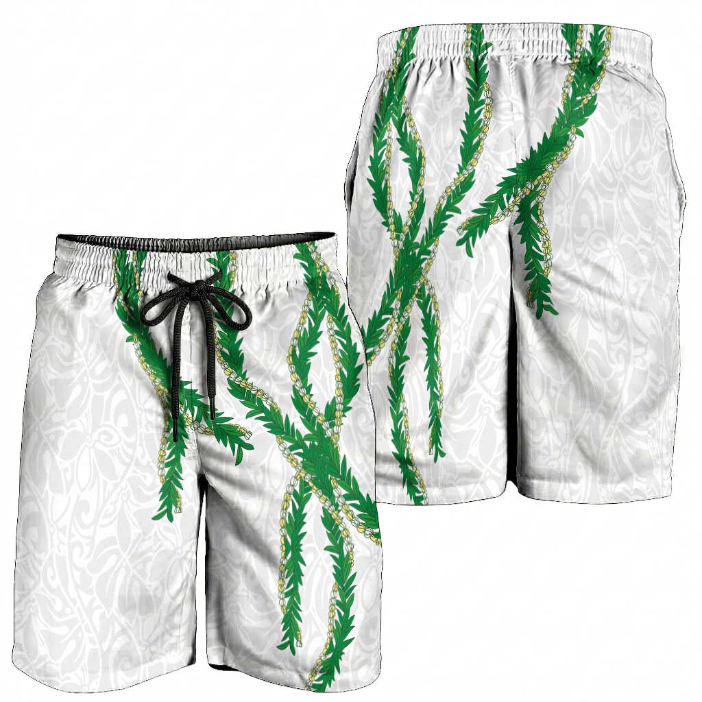 Hawaii Maile Lei Shorts for Men Aloha White Color