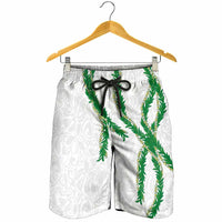 Hawaii Maile Lei Shorts for Men Aloha White Color
