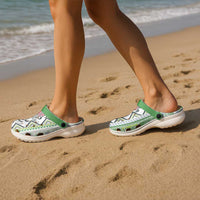 Hawaii Makahiki Turtle Clogs Shoes Green Tapa Pattern - Polynesian Pride