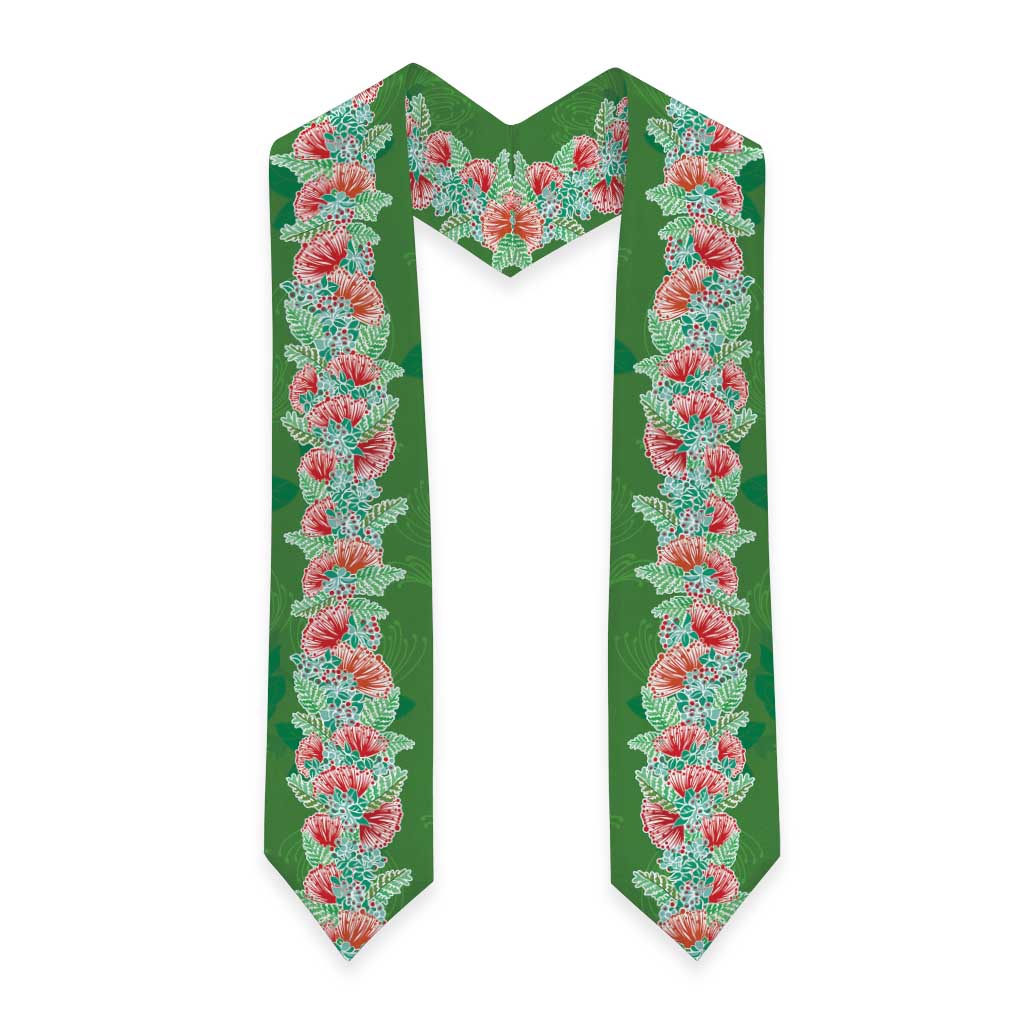 Hawaii Ohia Lehua Graduation Stole Tropical Vibes Green