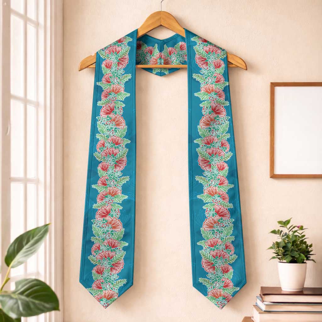 Hawaii Ohia Lehua Graduation Stole Tropical Vibes Teal