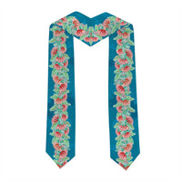 Hawaii Ohia Lehua Graduation Stole Tropical Vibes Teal