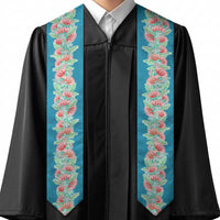 Hawaii Ohia Lehua Graduation Stole Tropical Vibes Teal