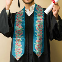 Hawaii Ohia Lehua Graduation Stole Tropical Vibes Teal