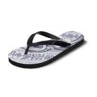 Hawaii Plumeria Lokelani Pikake Lei Flip Flops Navy Blue Polynesian Tattoo LT9 - Polynesian Pride