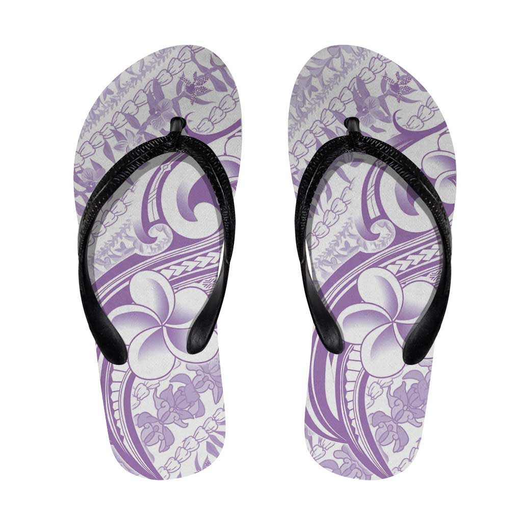 Hawaii Plumeria Lokelani Pikake Lei Flip Flops Poni Polynesian Tattoo LT9 Purple - Polynesian Pride