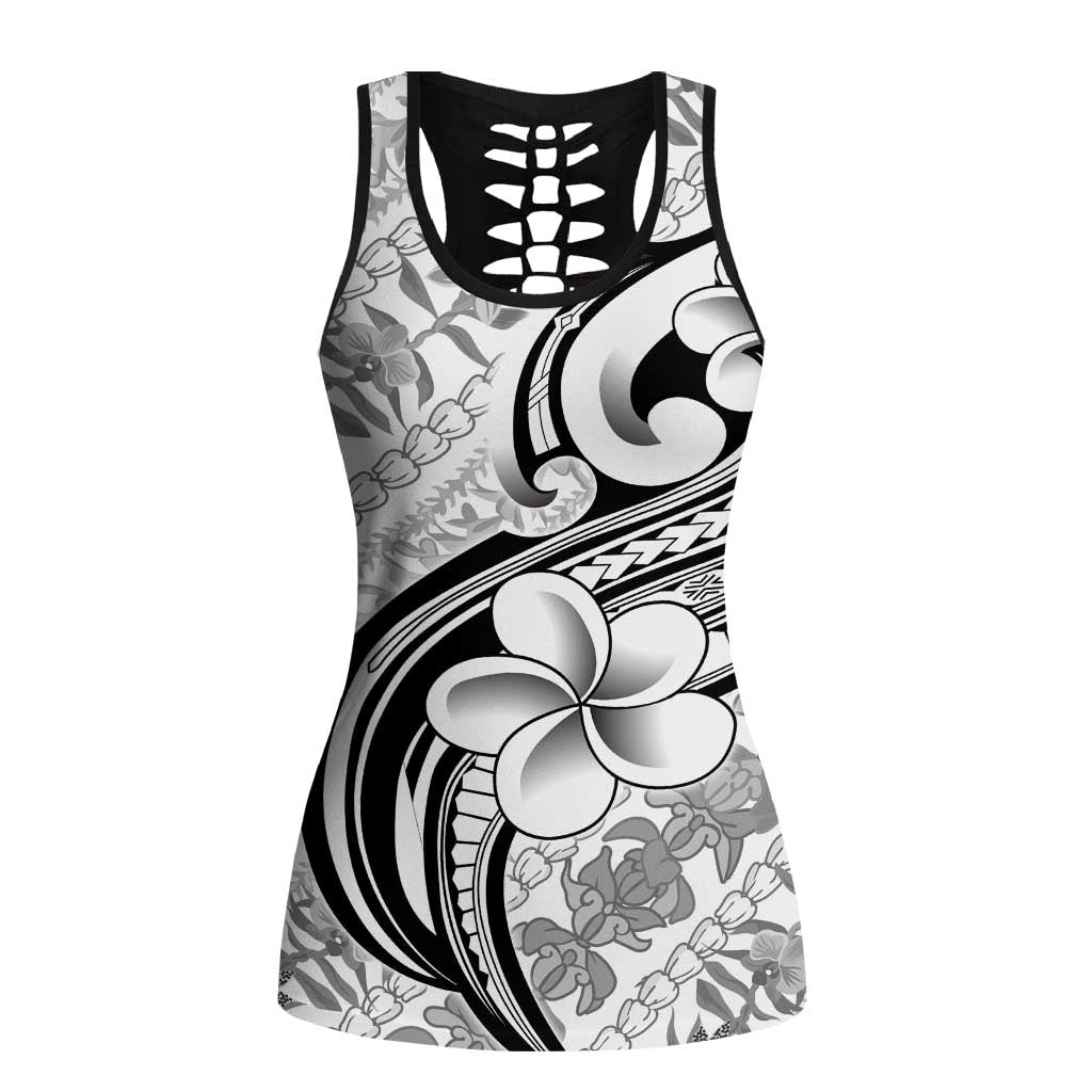 Hawaii Plumeria Lokelani Pikake Lei Hollow Tank Top Ele'ele Polynesian Tattoo