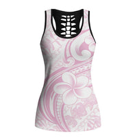 Hawaii Plumeria Lokelani Pikake Lei Hollow Tank Top Poni Mama Polynesian Tattoo LT9 Female Pink - Polynesian Pride