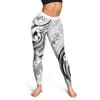 Hawaii Plumeria Lokelani Pikake Lei Leggings Ele'ele Polynesian Tattoo LT9 - Polynesian Pride
