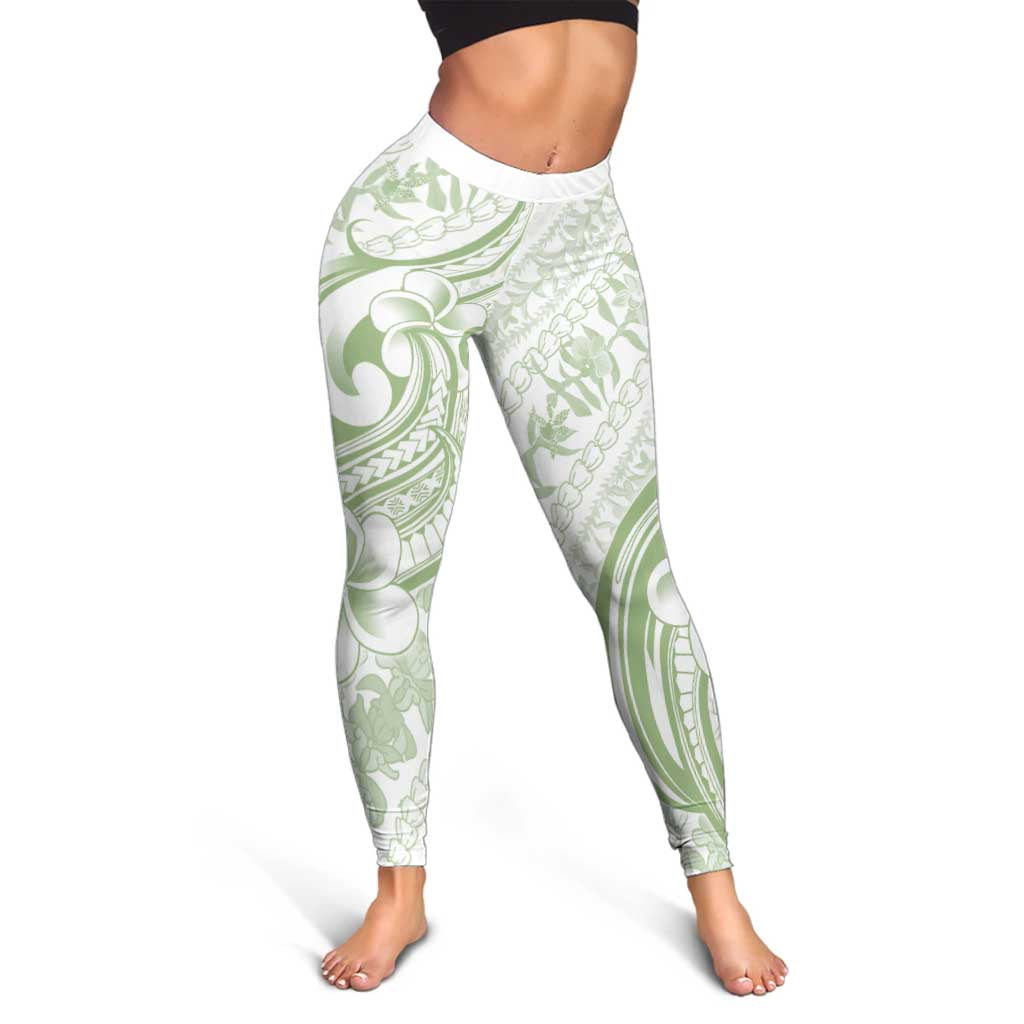 Hawaii Plumeria Lokelani Pikake Lei Leggings Oma'oma'o Polynesian Tattoo