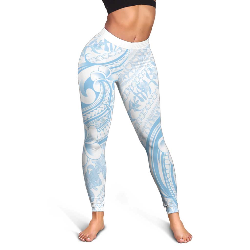 Hawaii Plumeria Lokelani Pikake Lei Leggings Uliuli Polynesian Tattoo LT9 - Polynesian Pride