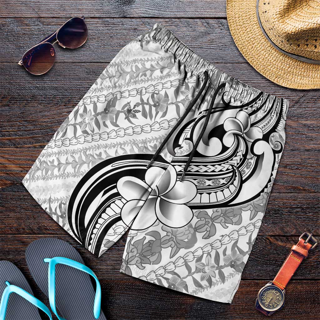 Hawaii Plumeria Lokelani Pikake Lei Shorts for Men Ele'ele Polynesian Tattoo