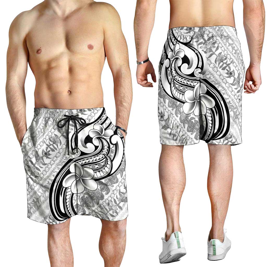 Hawaii Plumeria Lokelani Pikake Lei Shorts for Men Ele'ele Polynesian Tattoo