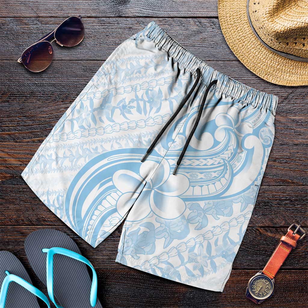 Hawaii Plumeria Lokelani Pikake Lei Shorts for Men Uliuli Polynesian Tattoo