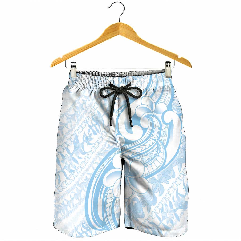 Hawaii Plumeria Lokelani Pikake Lei Shorts for Men Uliuli Polynesian Tattoo