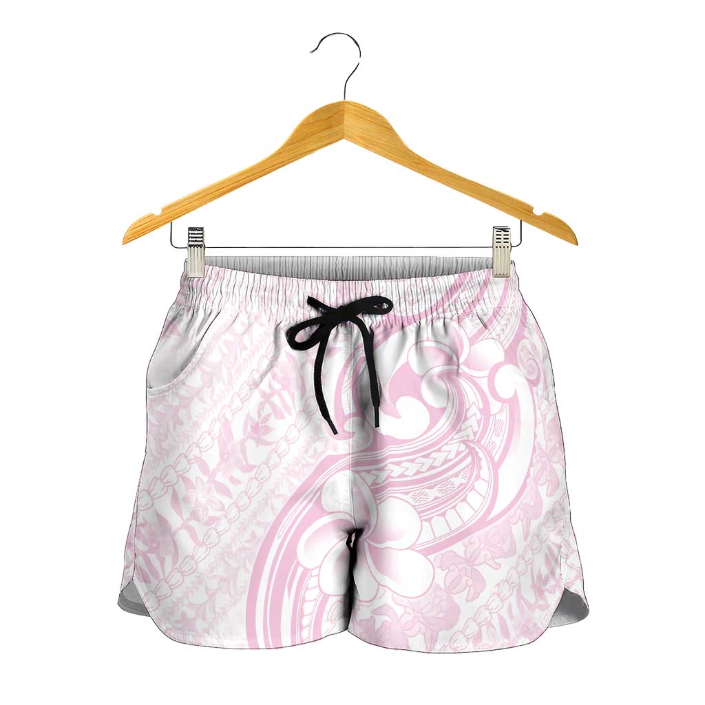 Hawaii Plumeria Lokelani Pikake Lei Shorts for Women Poni Mama Polynesian Tattoo