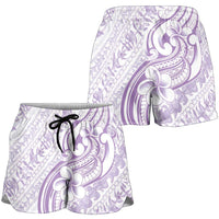 Hawaii Plumeria Lokelani Pikake Lei Shorts for Women Poni Polynesian Tattoo