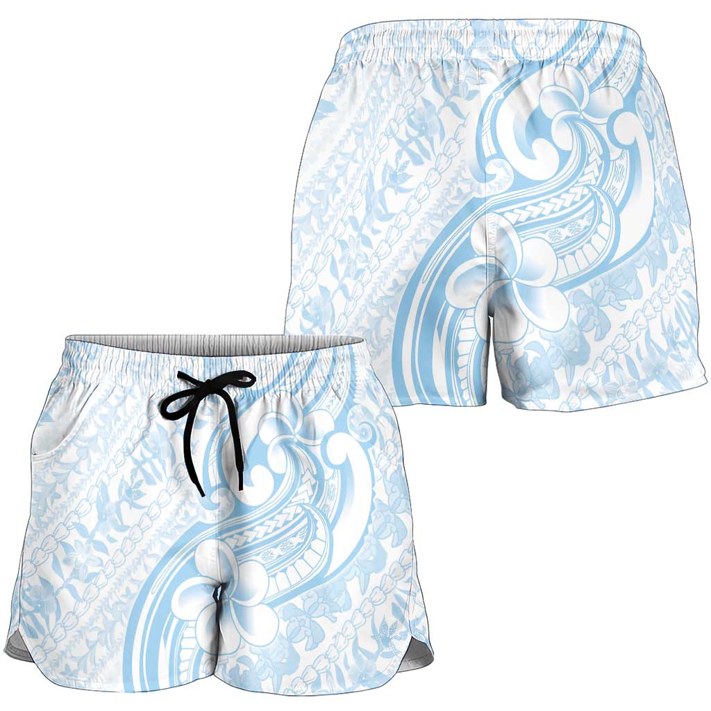 Hawaii Plumeria Lokelani Pikake Lei Shorts for Women Uliuli Polynesian Tattoo LT9 - Polynesian Pride