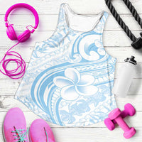 Hawaii Plumeria Lokelani Pikake Lei Women Racerback Tank Uliuli Polynesian Tattoo LT9 Blue - Polynesian Pride