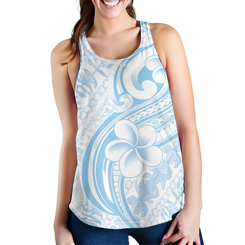 Hawaii Plumeria Lokelani Pikake Lei Women Racerback Tank Uliuli Polynesian Tattoo LT9 - Polynesian Pride