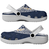 Hawaii Plumeria Tribal Vintage Clogs Shoes Special Blue