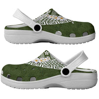 Hawaii Plumeria Tribal Vintage Clogs Shoes Special Green