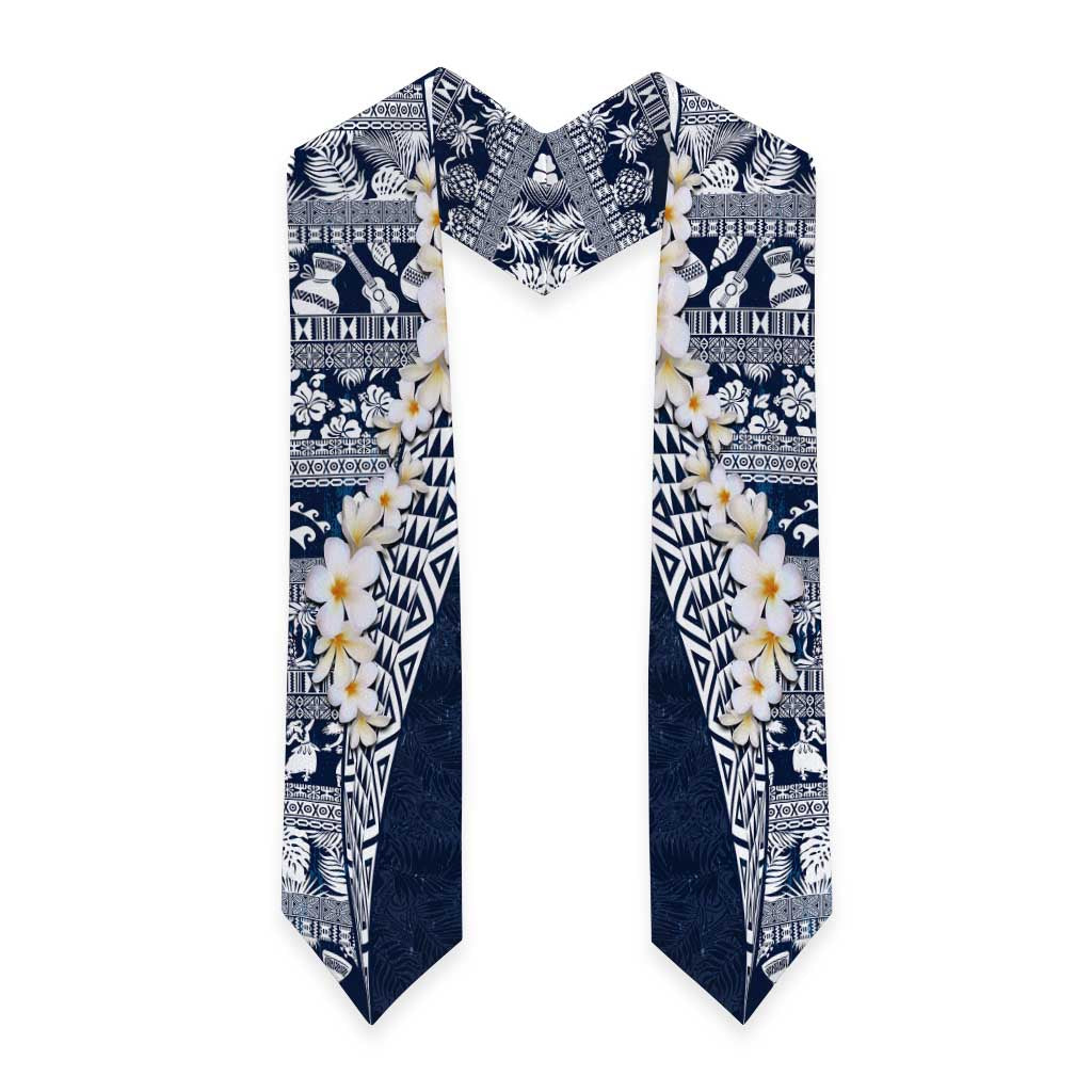 Hawaii Plumeria Tribal Vintage Graduation Stole Special Blue